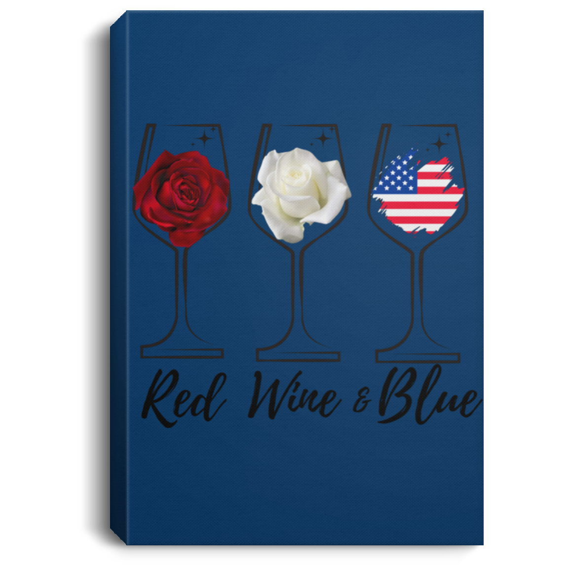 Canvas Wall Art |Red Wine & Blue Memorial Day Gift Home Decor | USA FLAG | 4th Of July |