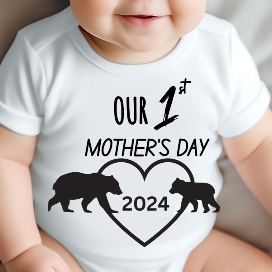 Personalized Year| Baby & Mother Bear| FIRST Year| MOTHER'S DAY| Baby Body Suit