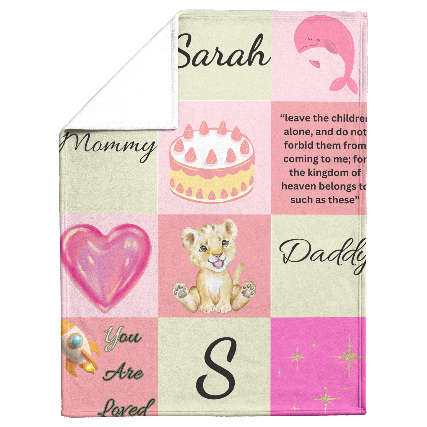 Baby Girl Pink | Checker Board Design Blanket: Fleece/Sherpa
