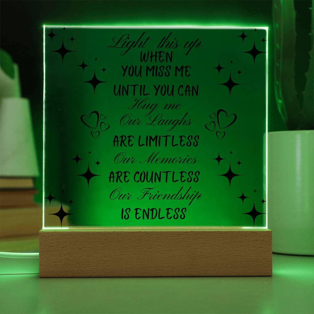 Miss You Lighted Message |Acrylic |Square Plaque