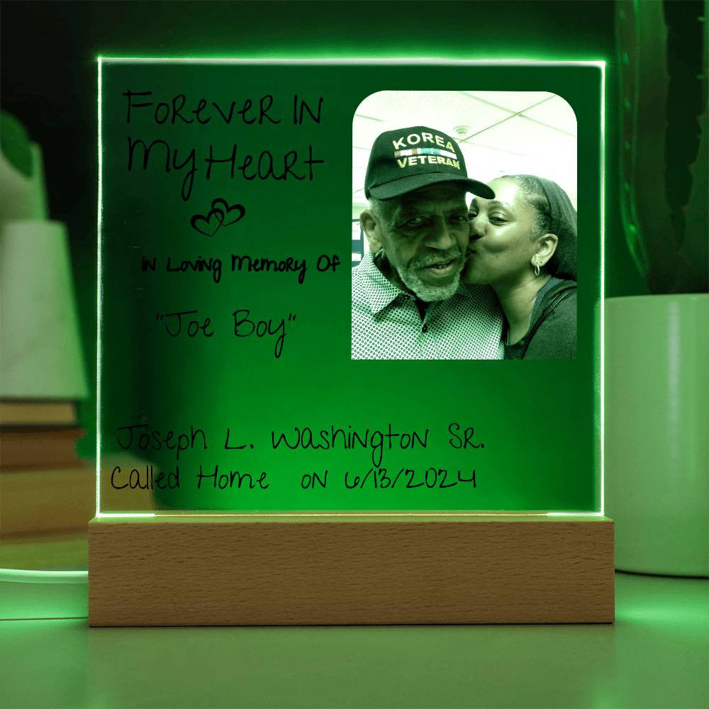 Personalize Your memories | Forever In My Heart | LED | Memorial | Acrylic Square Plaque