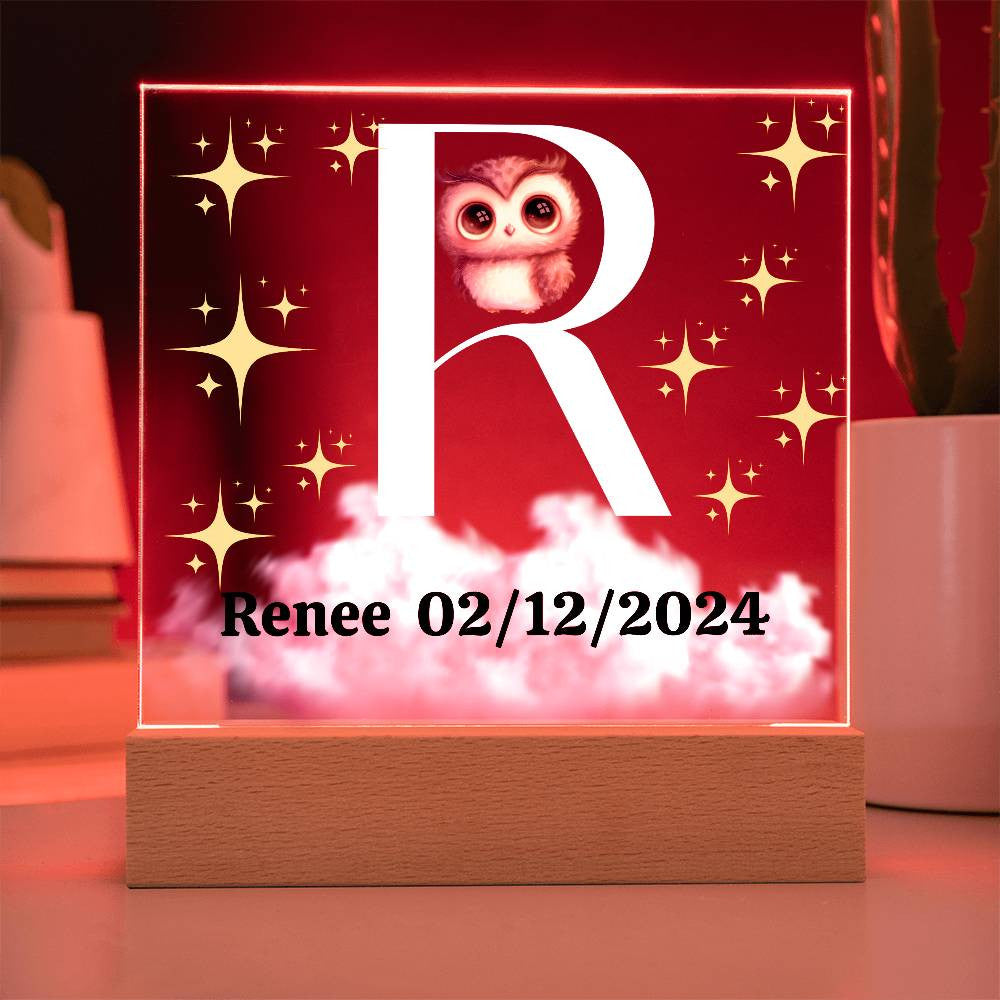 Personalized Name| Children's | LED Night Light | Acrylic Square Plaque