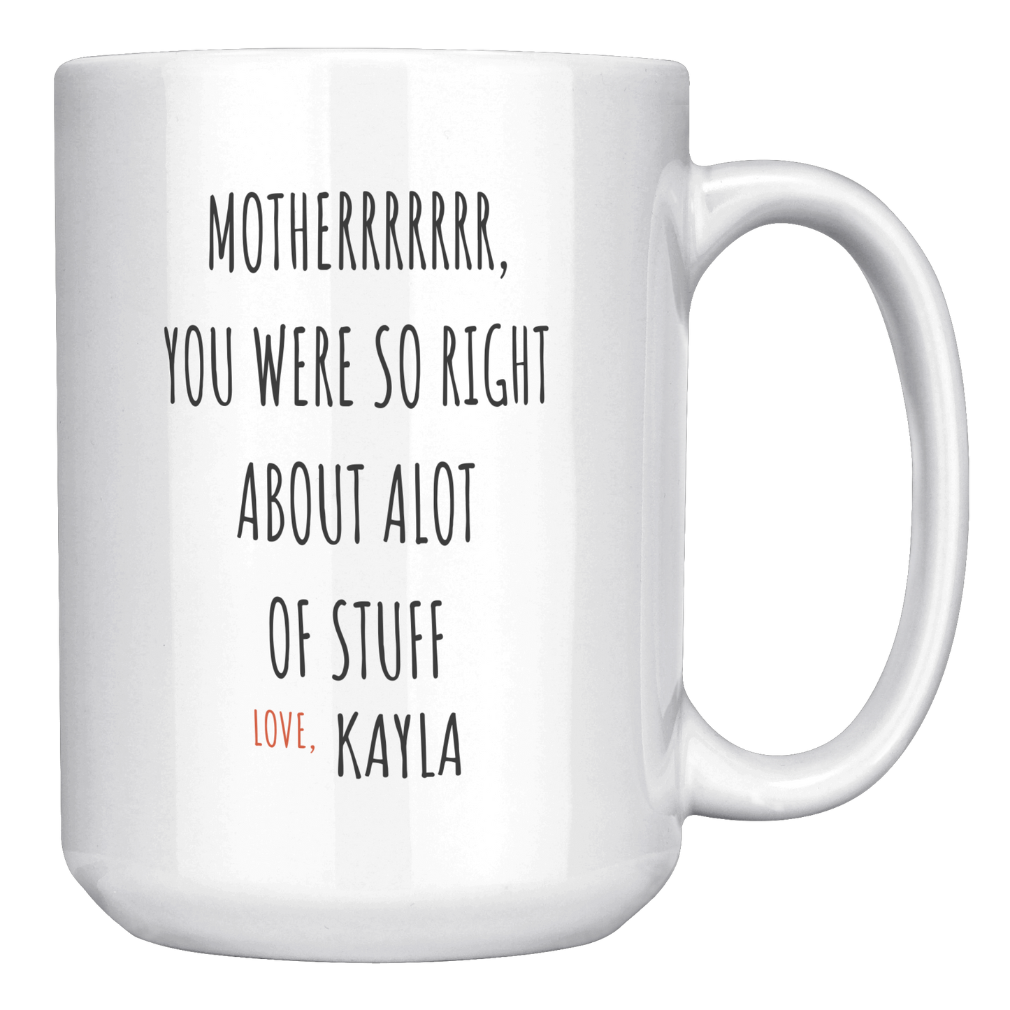 MOTHER YOU WERE SO RIGHT |  Personalized  Name | 15oz White Mug