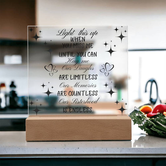 Miss You Lighted  Message |Acrylic |Square Plaque