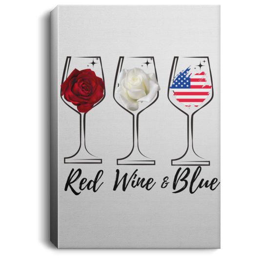 Canvas Wall Art |Red Wine & Blue  Memorial Day Gift  Home Decor | USA FLAG | 4th Of July |