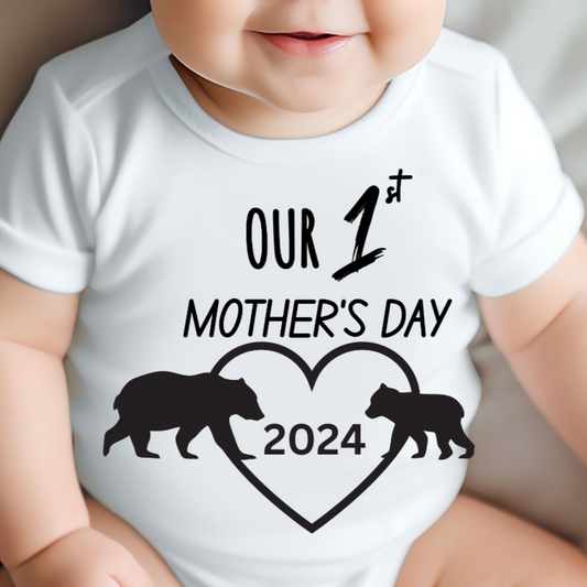 Personalized Year|  Baby  & Mother Bear| FIRST Year| MOTHER'S DAY| Baby Body Suit