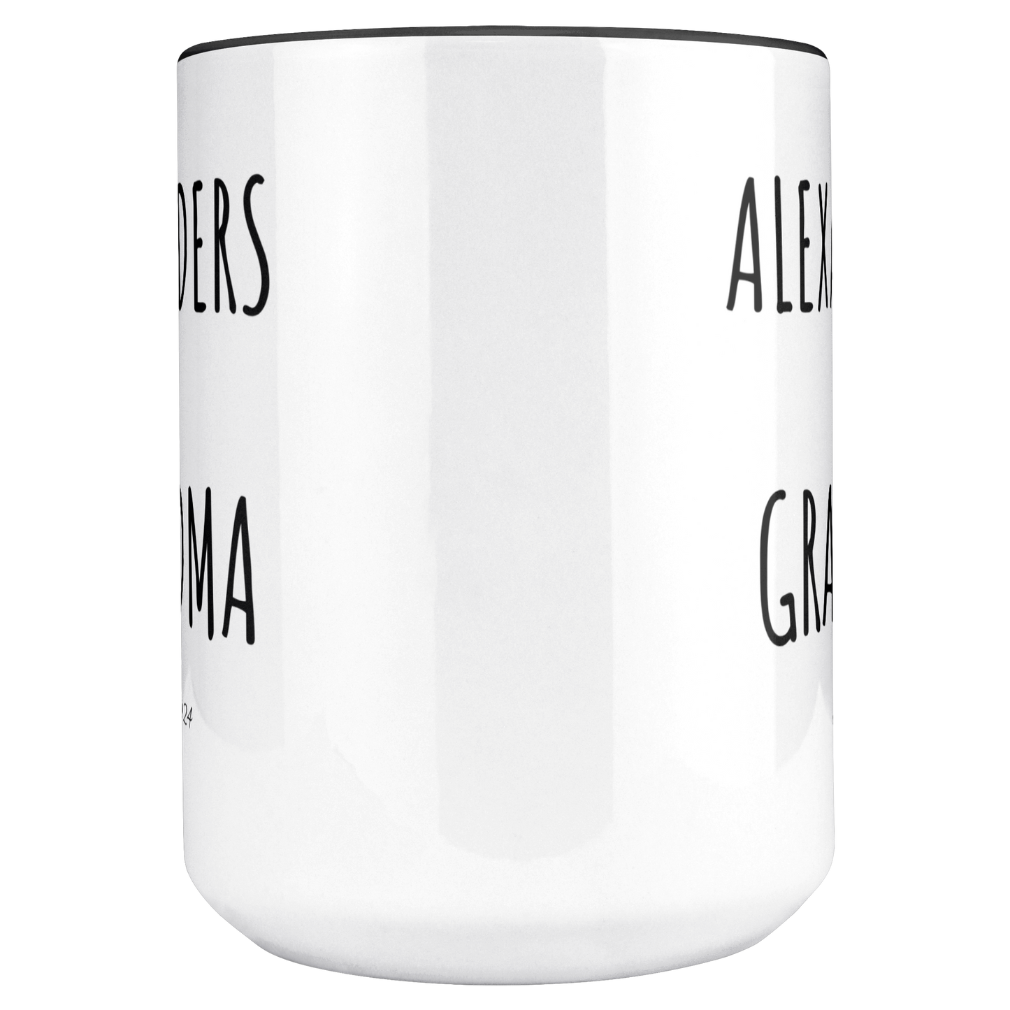 Personalized | With 2 Names|  EST. Year | Grandma , Grandad, Mom | 15oz Black Accent Mug