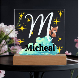 Personalized Name| Children's | LED Night Light | Acrylic Square Plaque