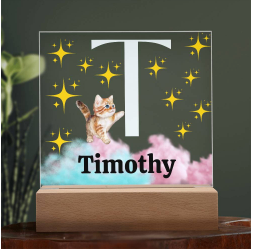 Personalized Name| Children's | LED Night Light | Acrylic Square Plaque