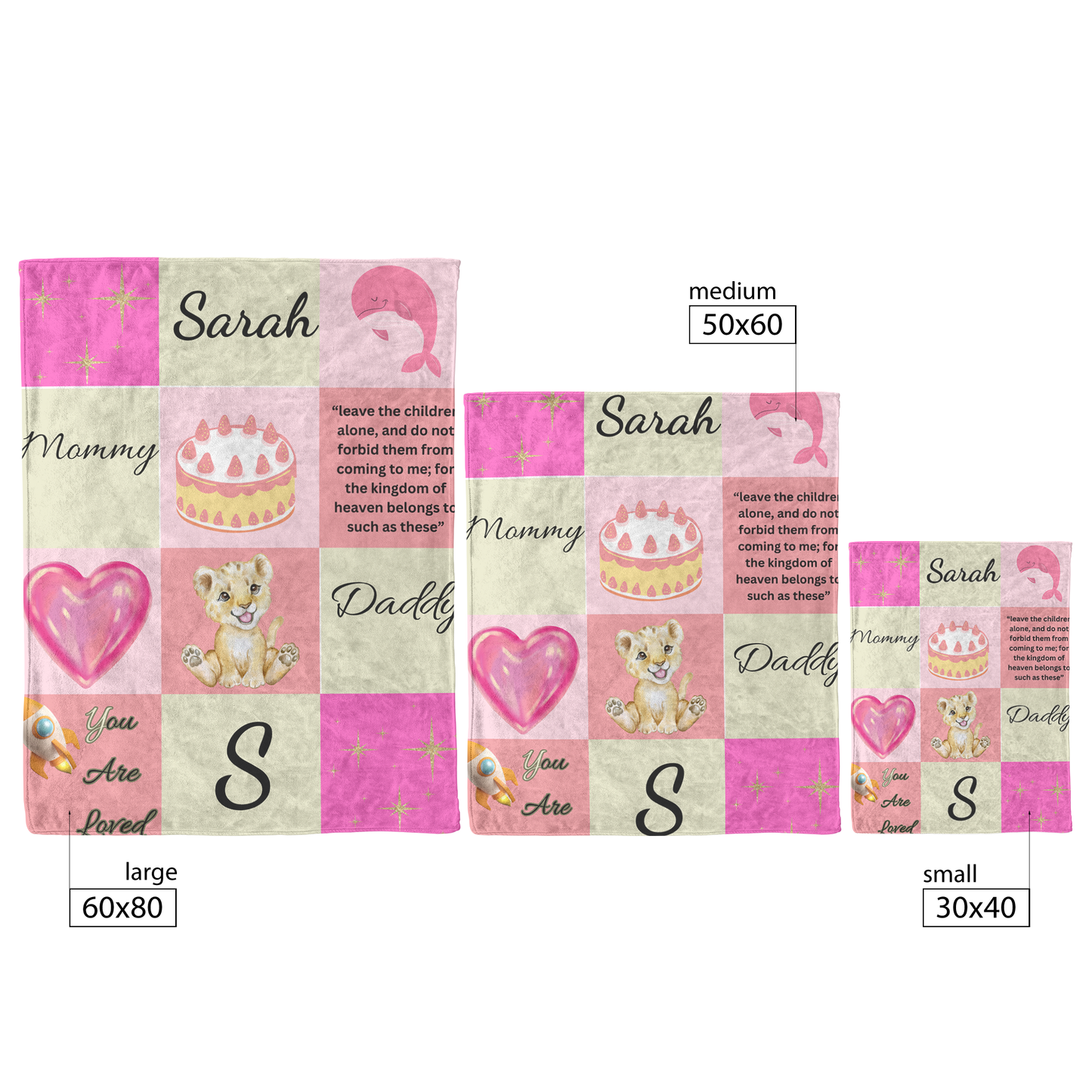 Baby Girl  Pink | Checker Board Design Blanket: Fleece/Sherpa