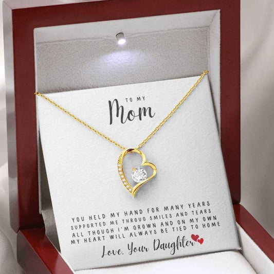 To My MOM | Forever Love Necklace | White Message Card  | Black Letters