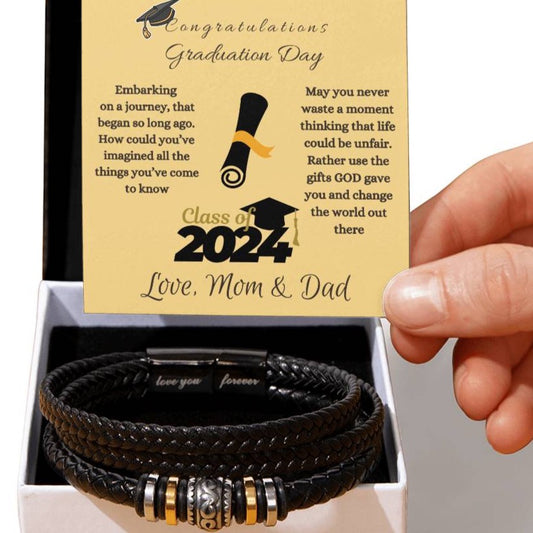 Graduation Mens  Leather Bracelet