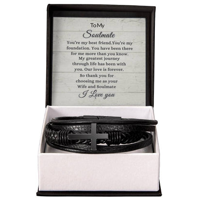 To My Soulmate | Mens Cross Bracelet