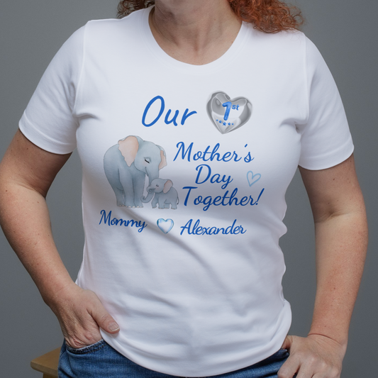 Personalized Name |1st Mother's Day| T-Shirt | Baby Elephant Body Suit Our 1st Mother's Day