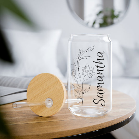 Personalized Name | Wildflower | Sipper Glass, 16oz