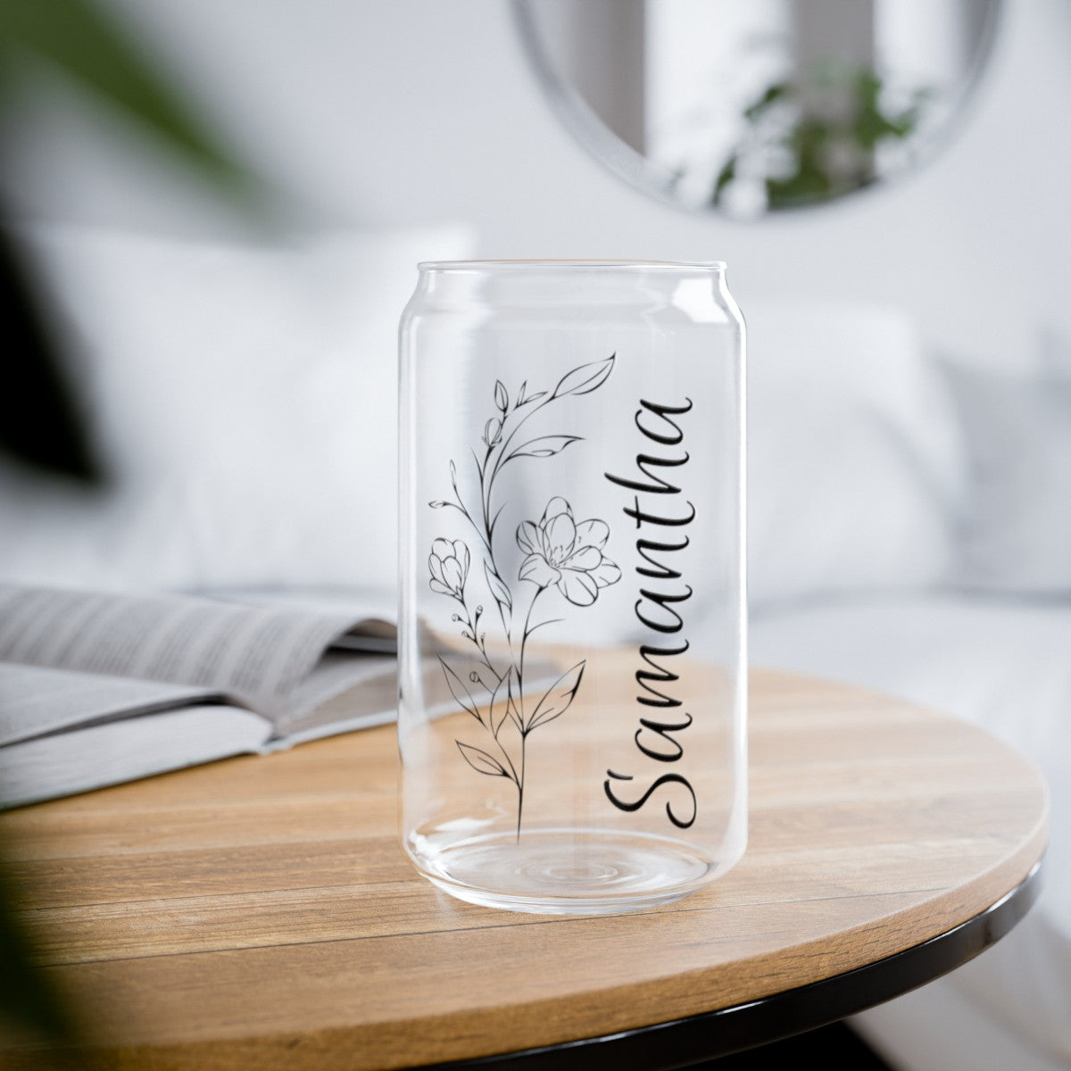 Personalized Name | Wildflower | Sipper Glass, 16oz