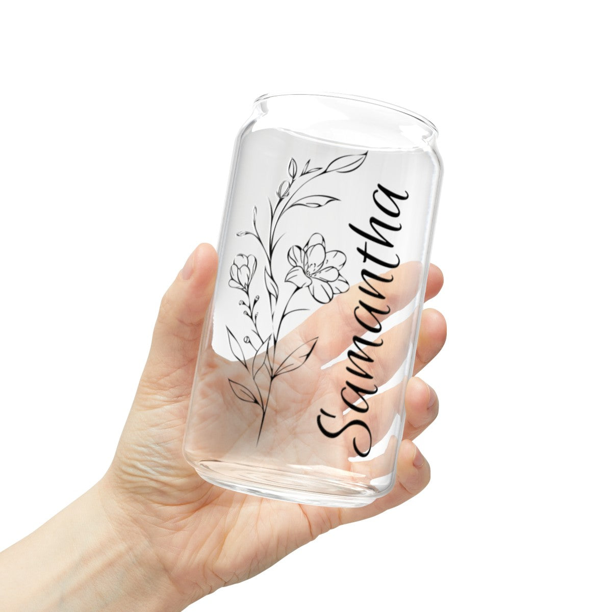 Personalized Name | Wildflower | Sipper Glass, 16oz