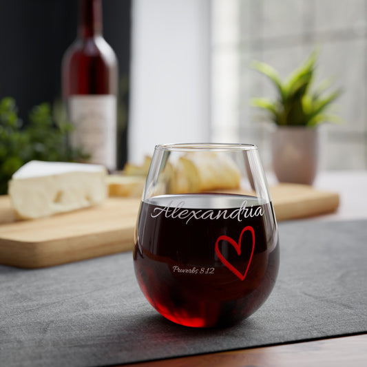 Personalized | Name Stemless Wine Glass With Bible Scripture